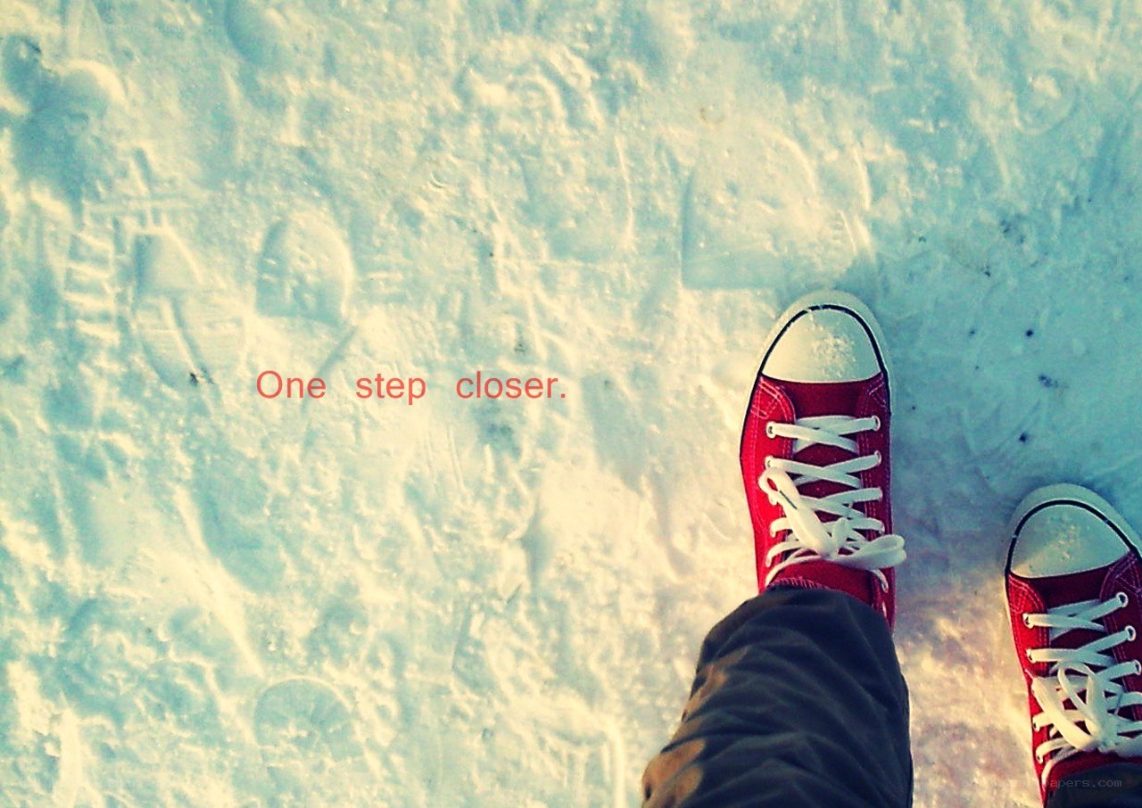 one step closer in the snow