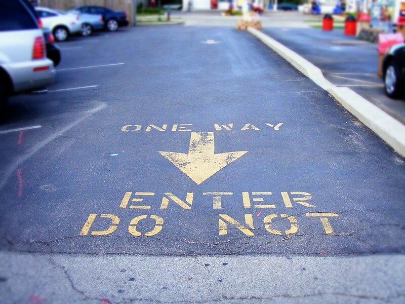 one way parking lot marking