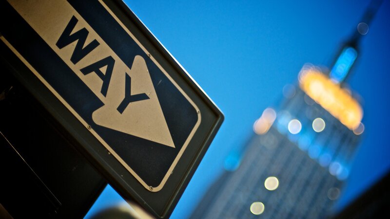One-way Street Sign — Blue