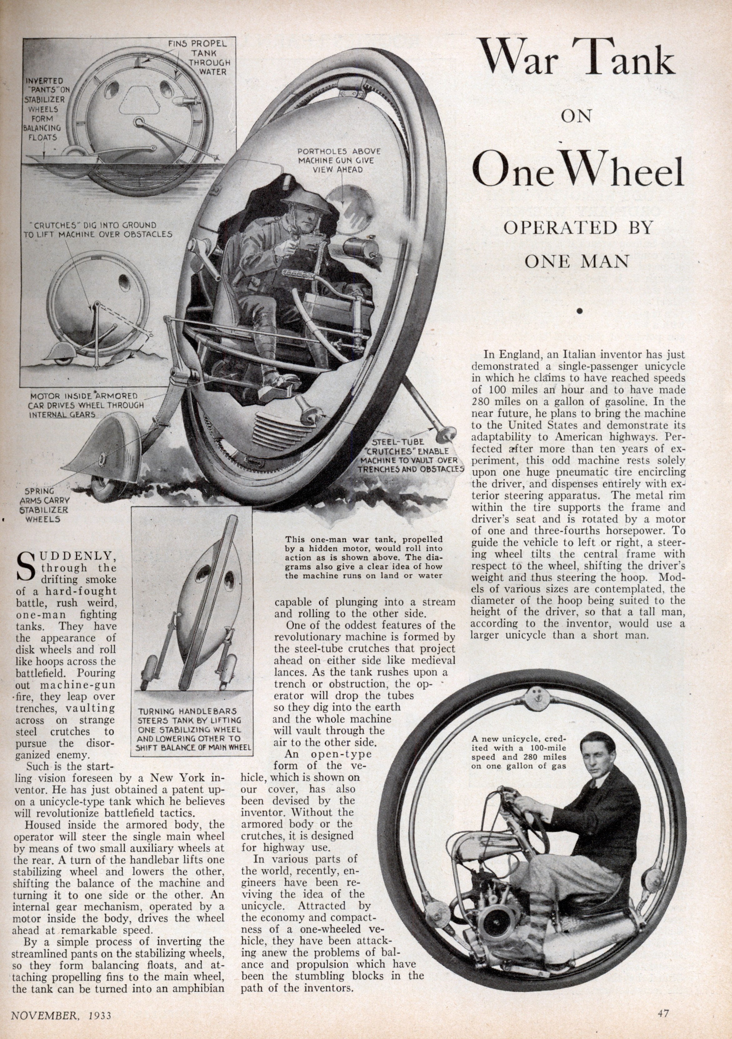One-Wheel War Tank Concept
