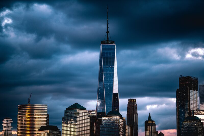 One World Trade Center at dusk