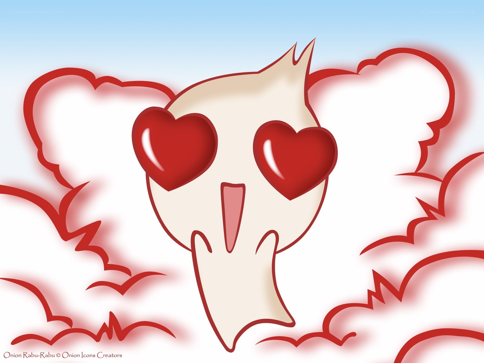 Onion character with heart eyes