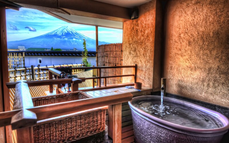Onsen with Mount Fuji View