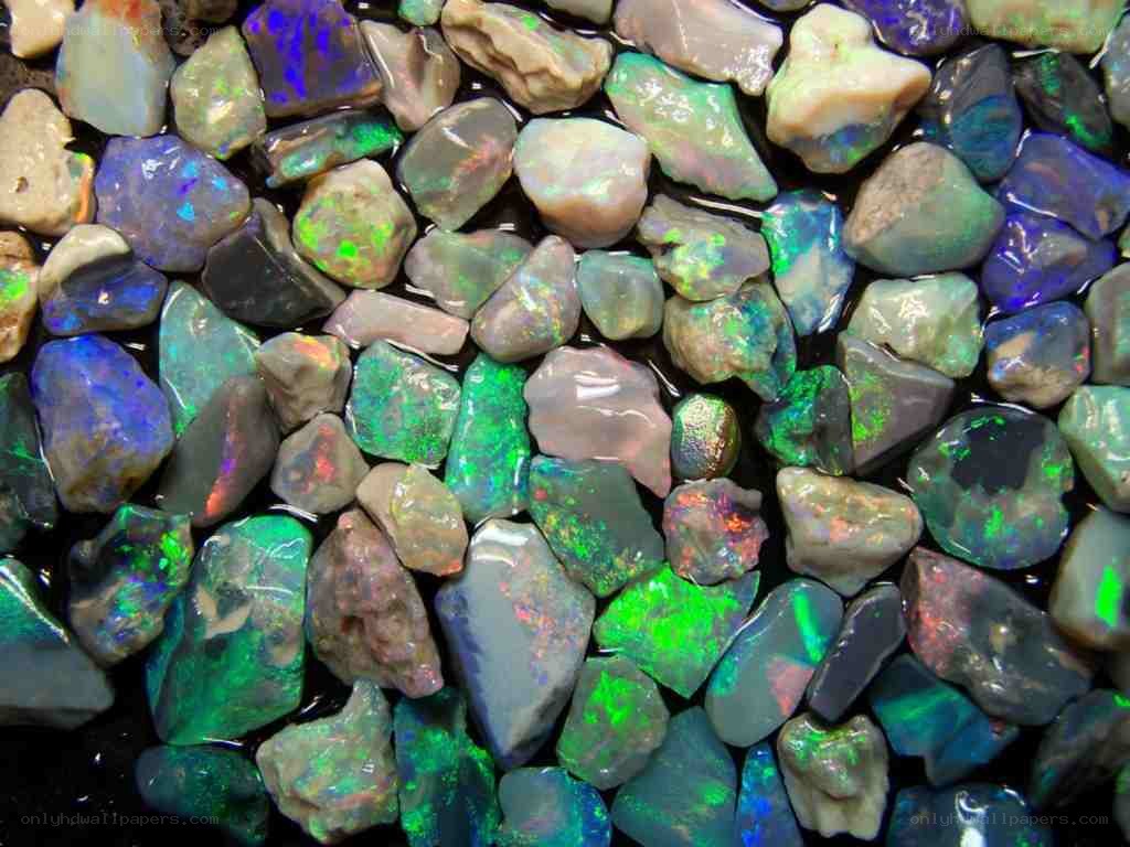 Opal gemstones in various colors