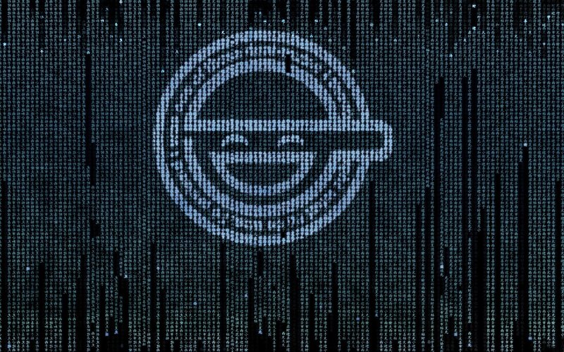 Opel logo in digital matrix style