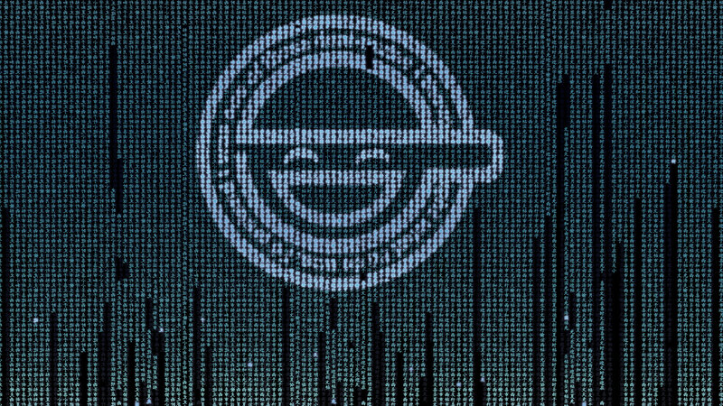Opel logo in digital matrix style