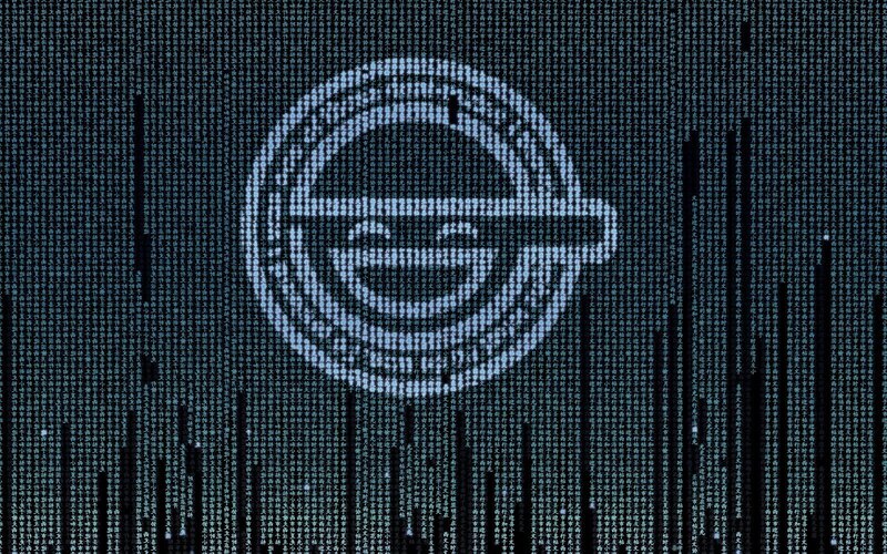 Opel logo in digital matrix