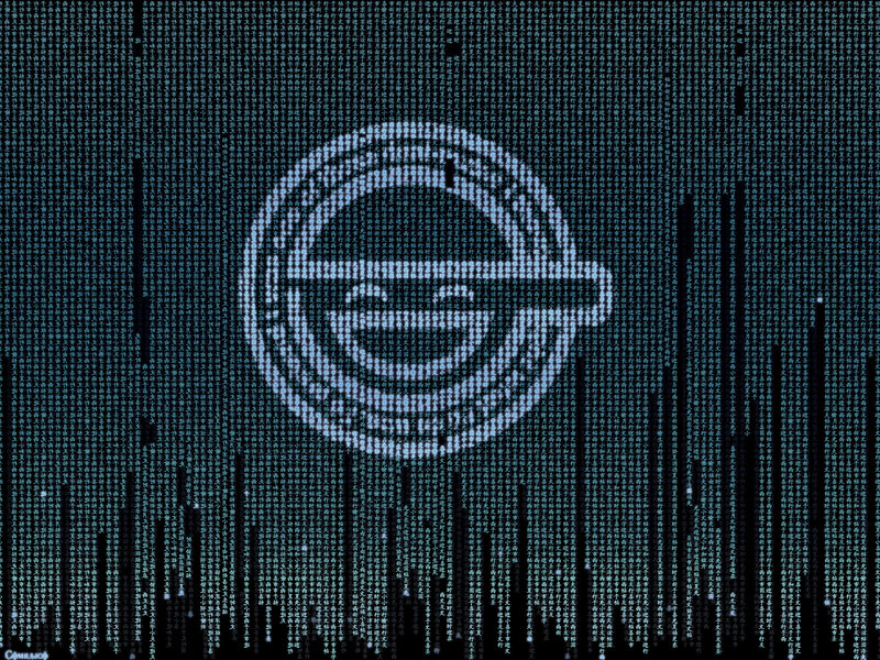Opel logo in digital rain