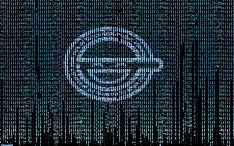 Opel logo in digital rain