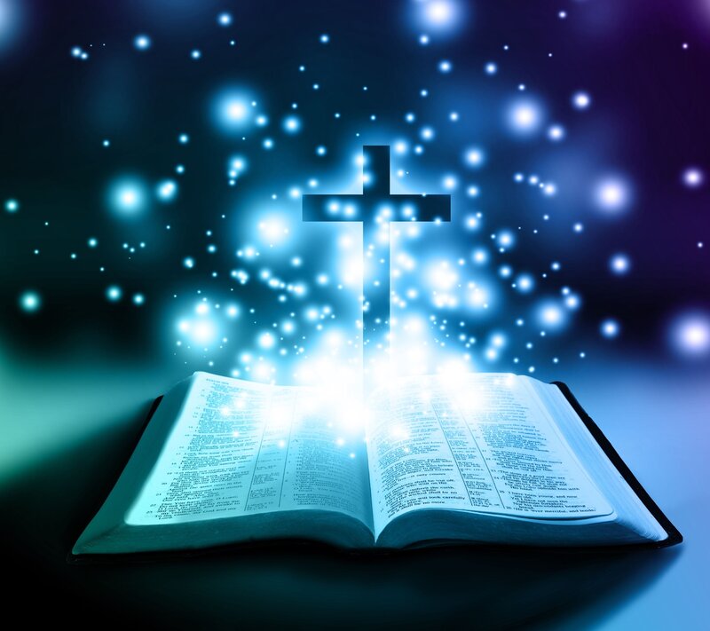 Open Bible with Cross