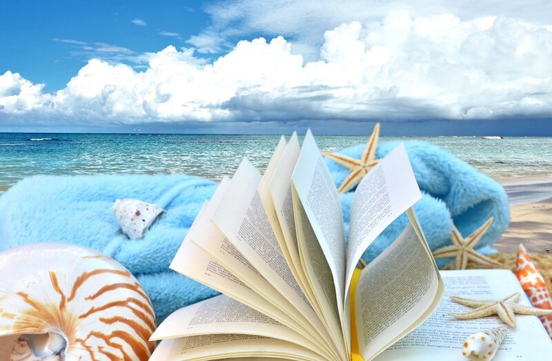Open Book on Beach — Blue, Serene