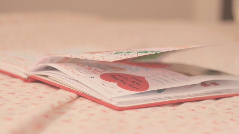 open book on floral surface