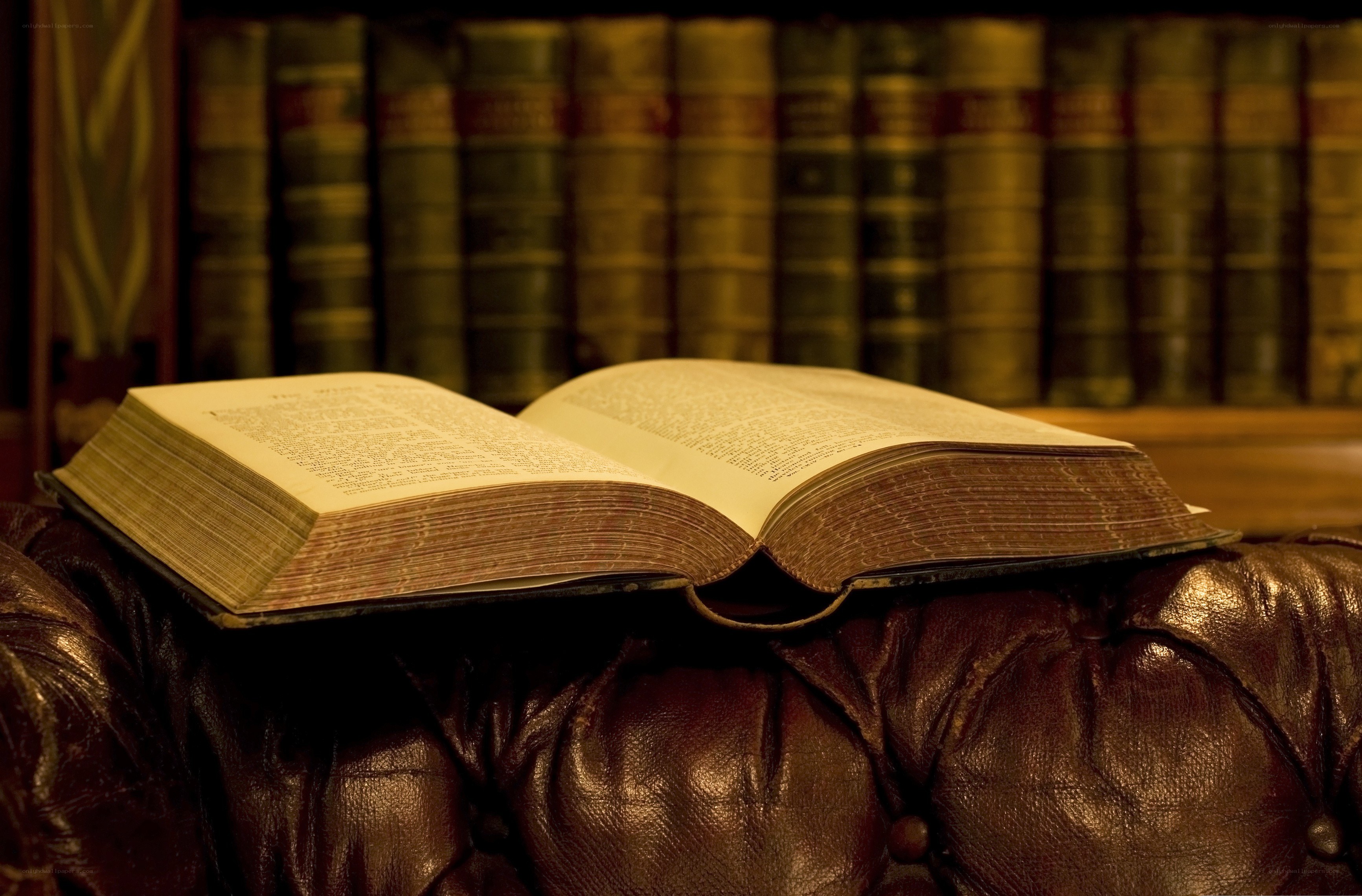 open book on leather chair