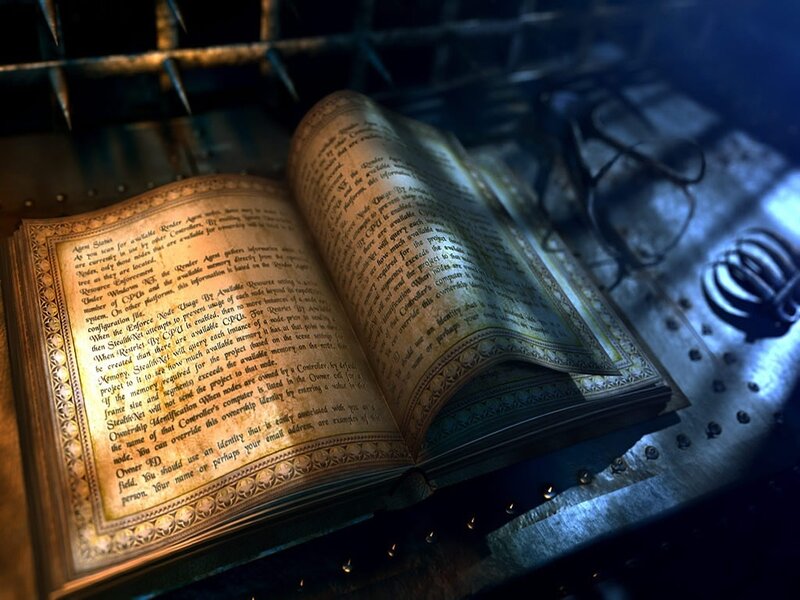 Open Book on Metal Surface