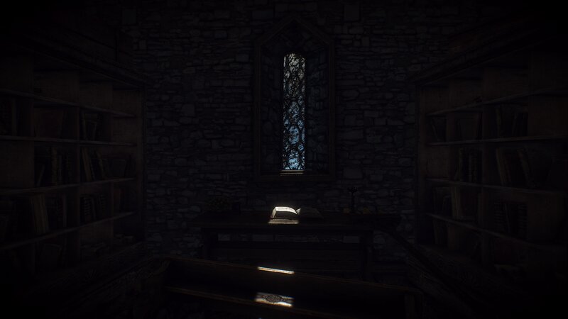 Open Book on Table — Black, Dark