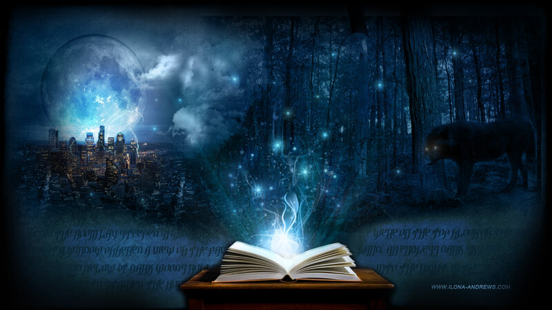 Open Book on Table — Blue, Mysterious