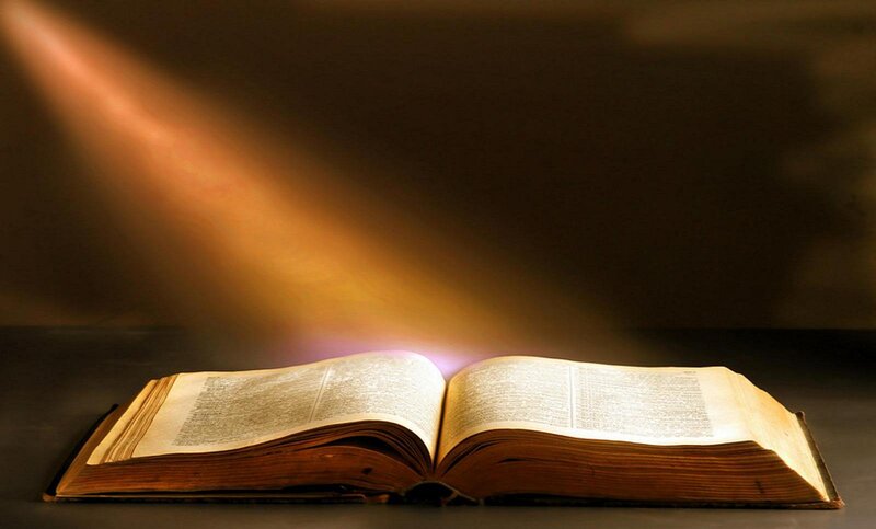 Open Book on Table — Brown, Dramatic, Photograph, Light Beam