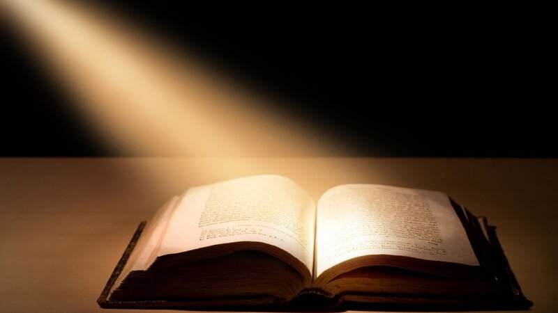 Open Book on Table — Brown, Dramatic, Photograph