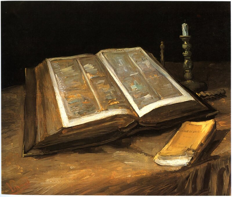 Open Book on Table — Brown