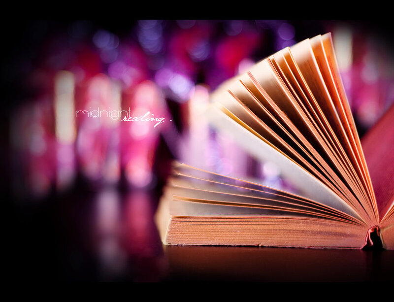 Open Book on Table — Purple, Dramatic