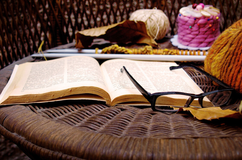 Open Book on Wicker Table