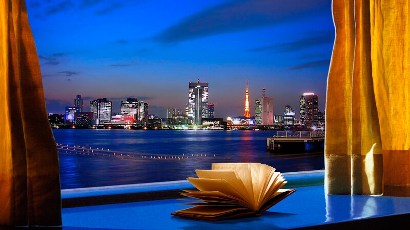 Open Book on Windowsill — Blue, Serene