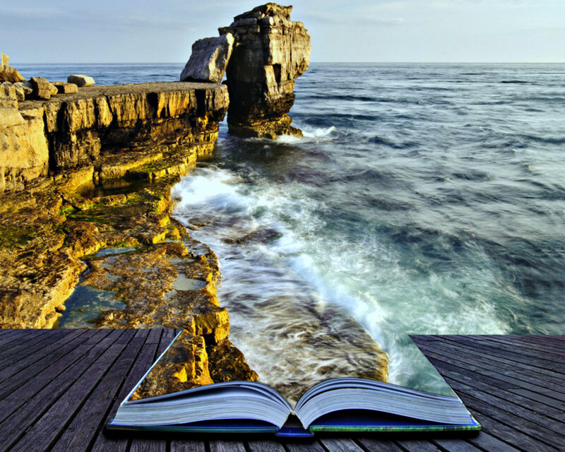 Open Book on Wooden Deck