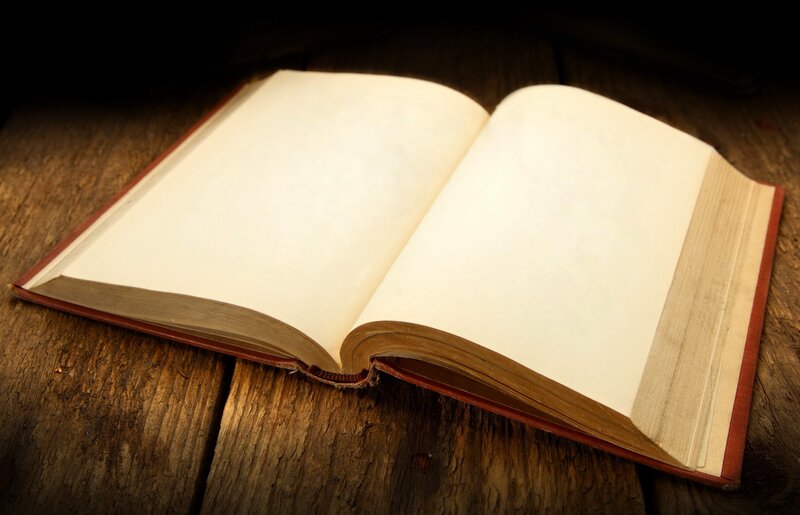 Open Book on Wooden Table — Brown, Dramatic