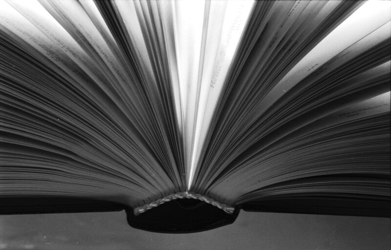Open book pages fanned out