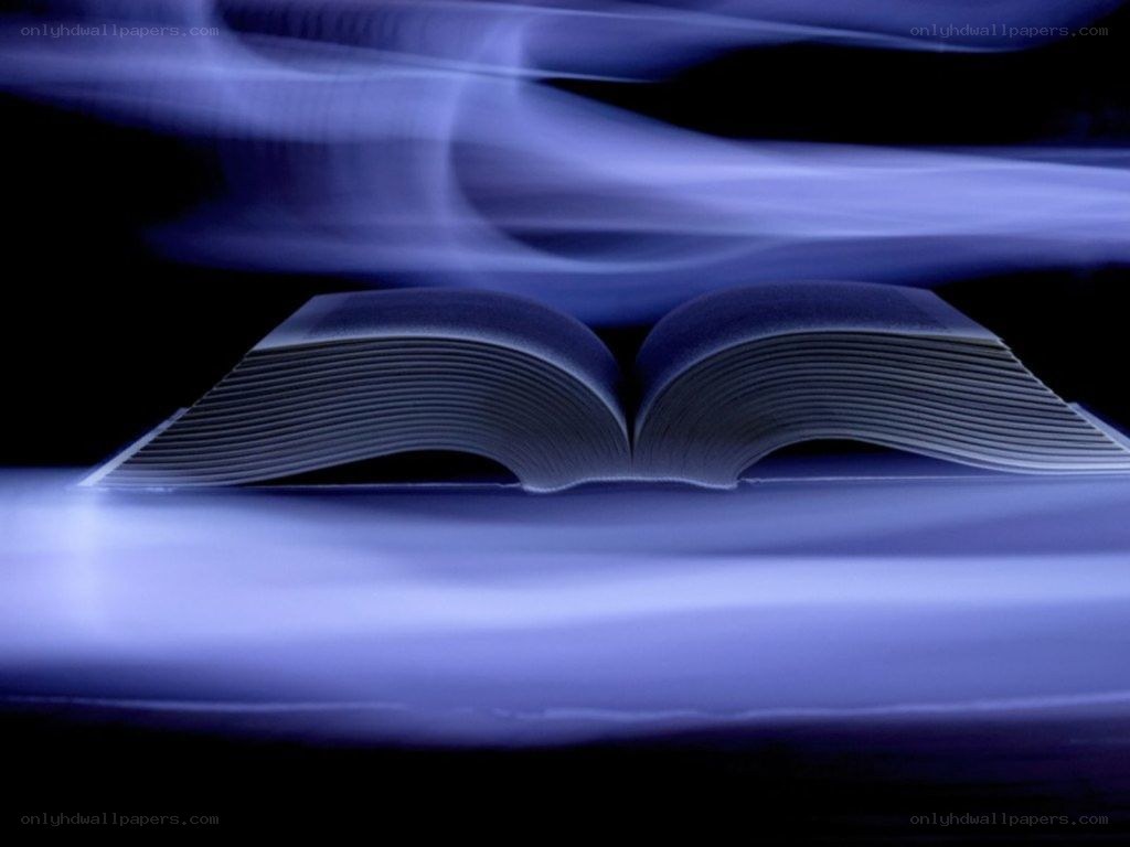 open book with blue smoke