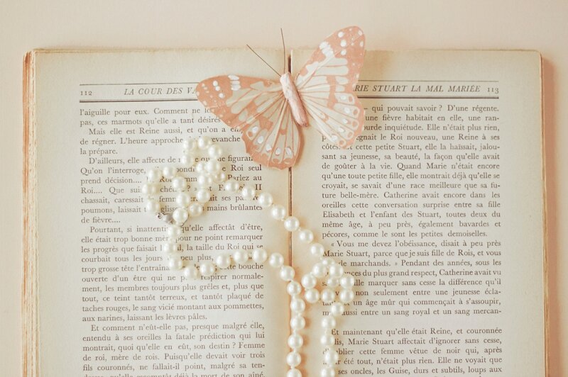 Open Book with Butterfly — Beige