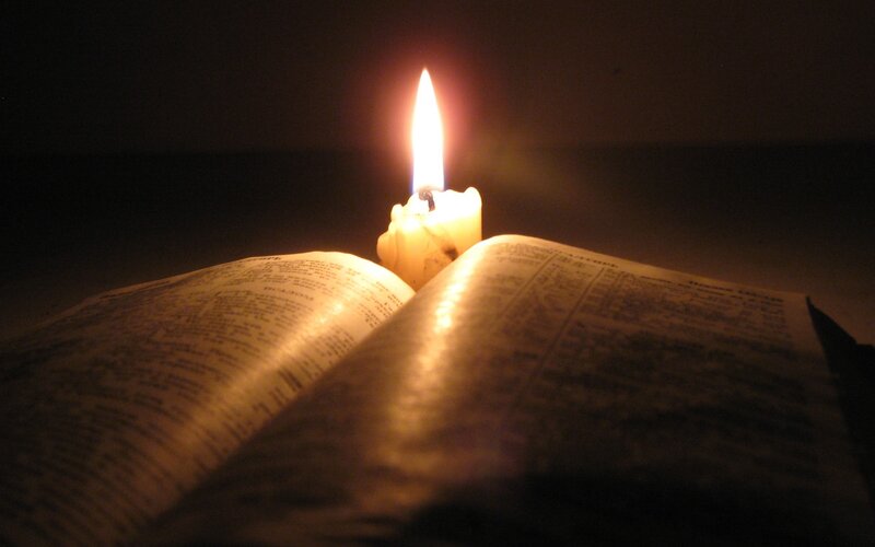 Open Book with Candle — Black, Calm