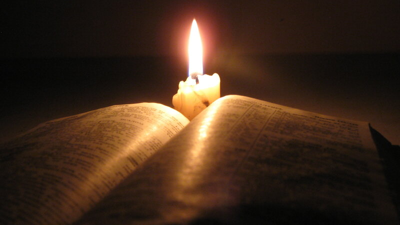 Open Book with Candle — Black