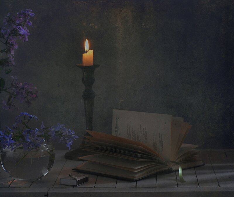 Open Book with Candle — Gray