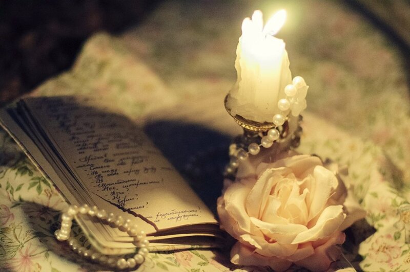 Open Book with Candle — White
