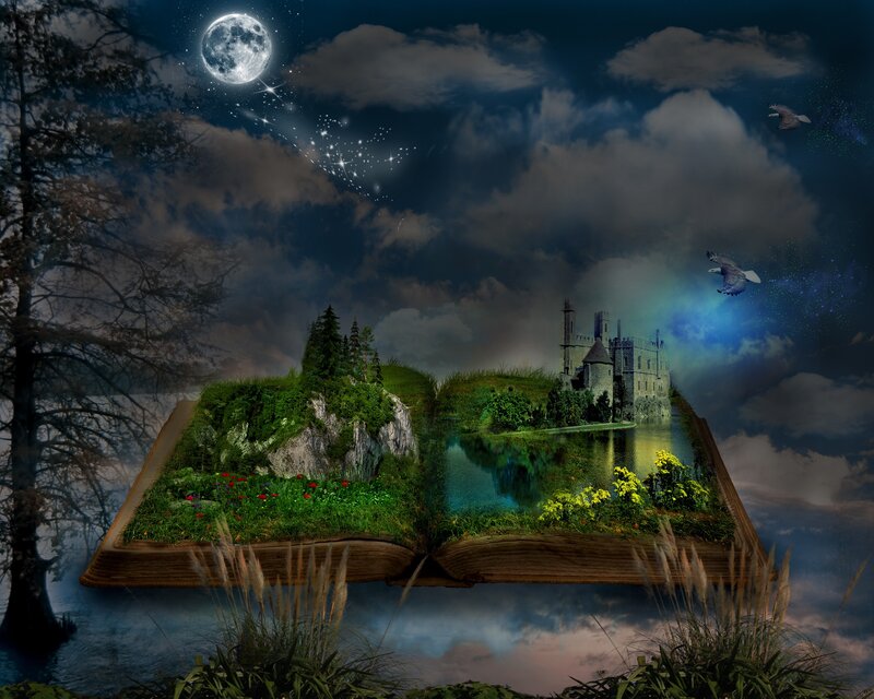 Open Book with Castle Scene