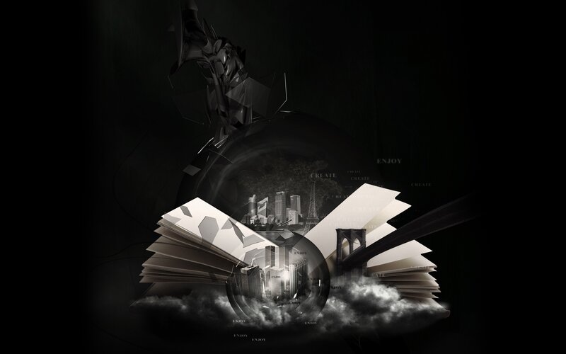 Open Book with Cityscape
