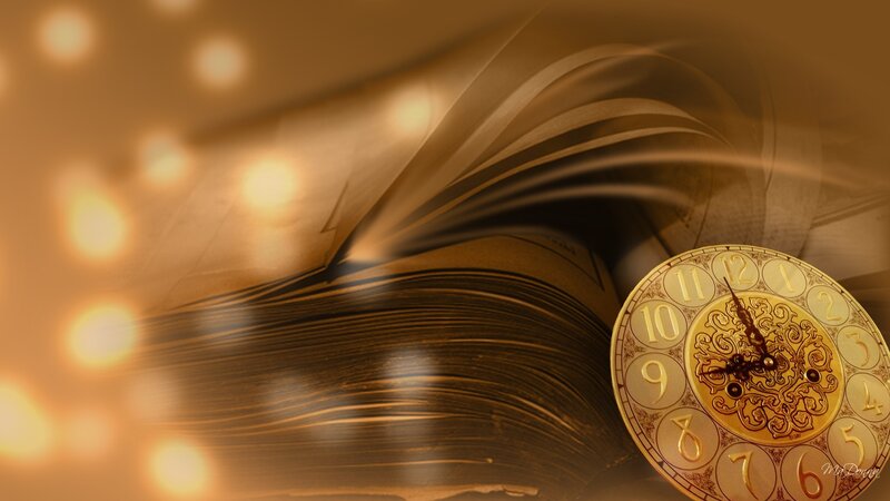 Open Book with Clock
