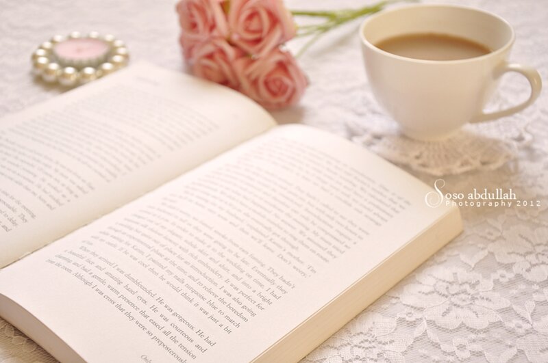 Open Book with Coffee Cup — White