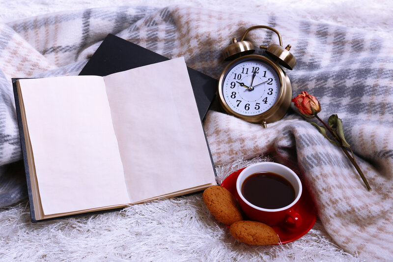 Open Book with Coffee — White