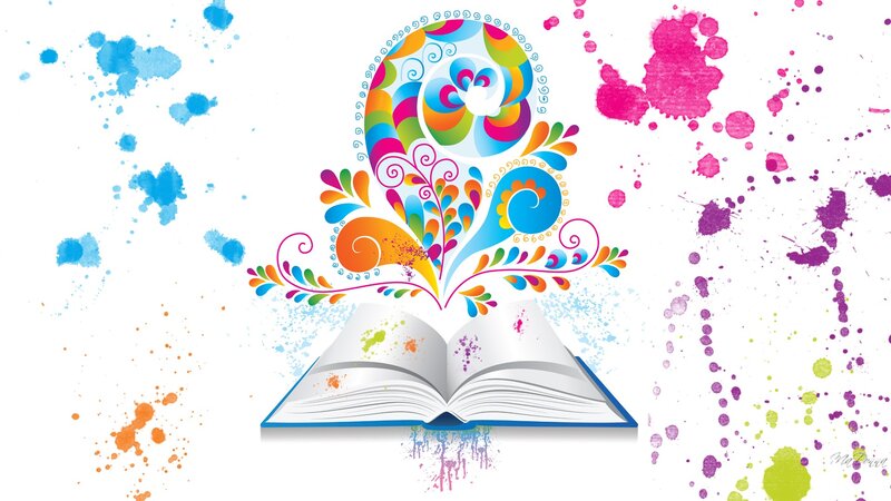 Open Book with Colorful Design