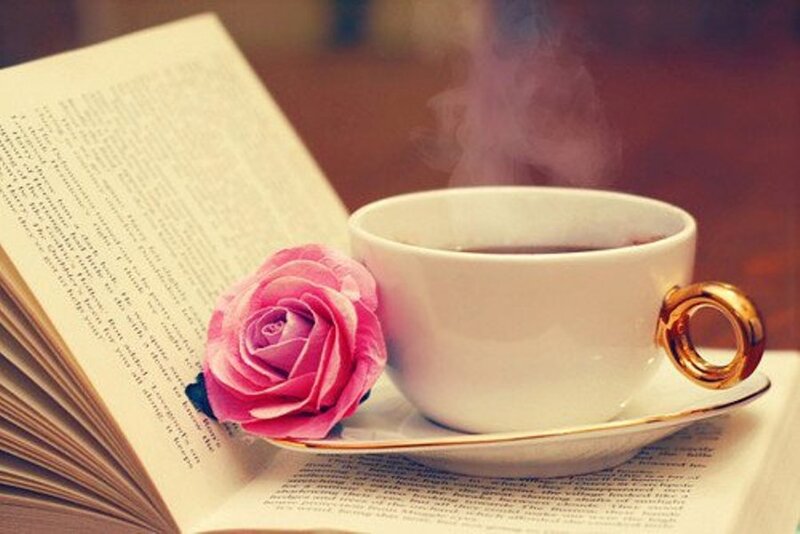 Open Book with Cup and Rose