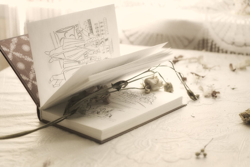 Open Book with Dried Flowers