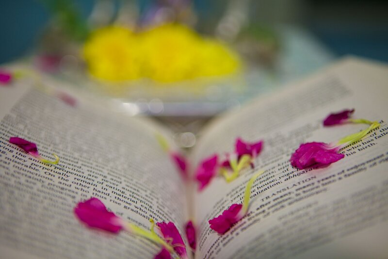 Open Book with Flower Petals