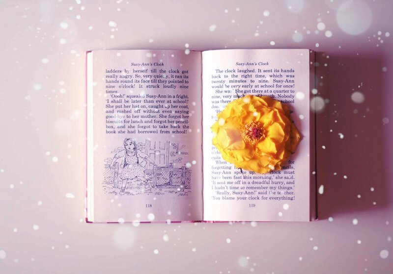 Open Book with Flower — Pink