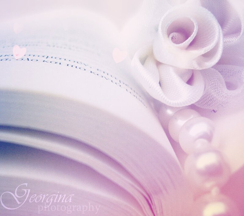 Open Book with Flower — White, Dreamy