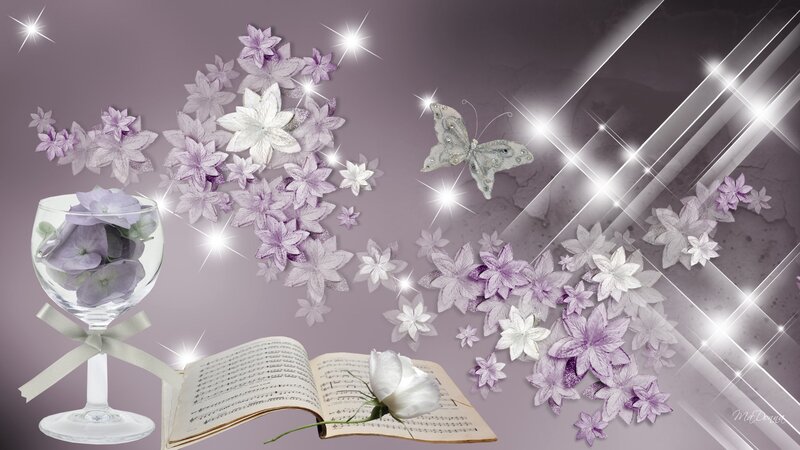 Open Book with Flowers — Purple