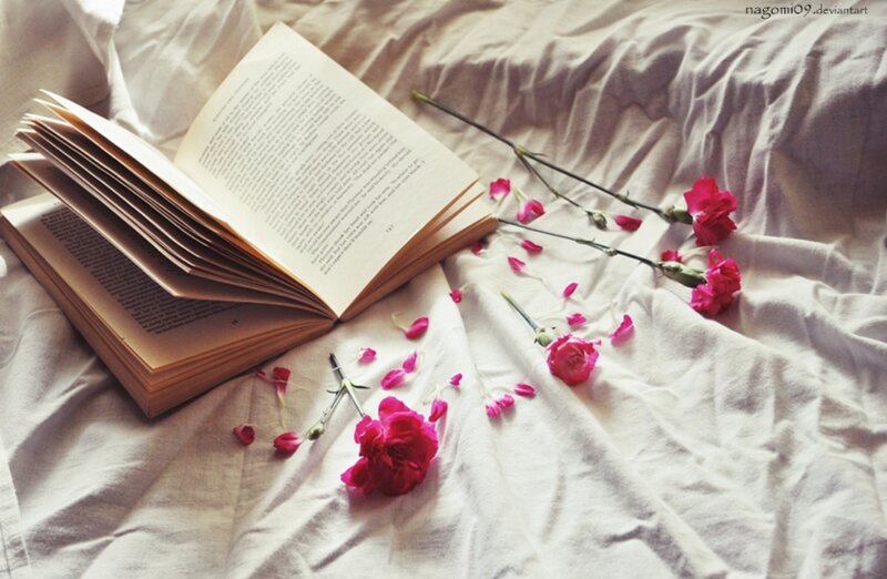 Open Book with Flowers — White, Serene, Photograph, Bedding