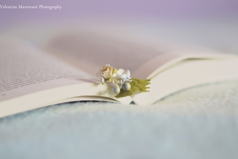 Open Book with Flowers — White, Serene, Photograph