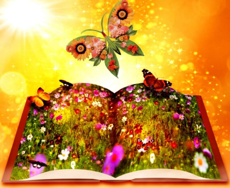 Open Book with Flowers — Yellow